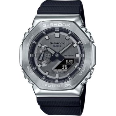 Imagem de Casio G-Shock Pulseira masculina de resina com mostrador analógico digital cinza GM-2100-1ADR, preta, correia, preta, pulseira, Preto, alça