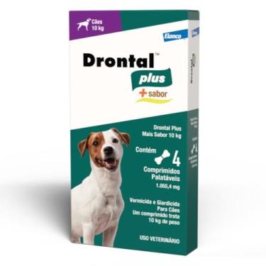 Imagem de Drontal Plus Vermífugo para Cães 10kg Elanco sabor carne 4 Comprimidos