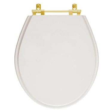 Imagem de Assento Sanitário Ravena Cinza Real para vaso Deca Com Ferragem Dourada