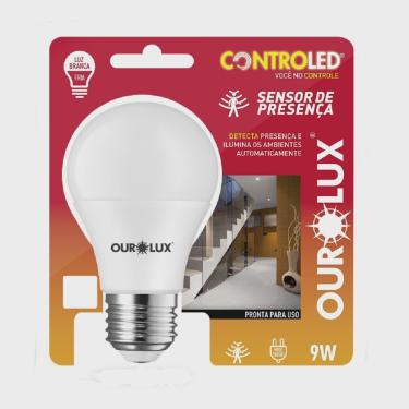 Imagem de Lampada LED com sensor de presenca 9W 6500K branco frio - ourolux