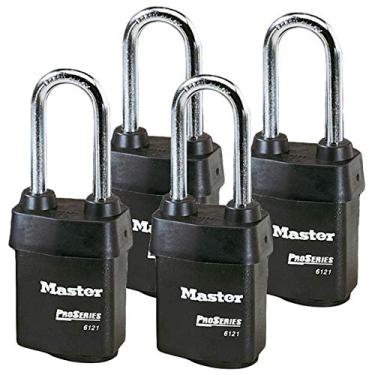 Imagem de Master Lock – cadeados de alta segurança série Pro 6121NKALJ com tecnologia BumpStop, 4 Pack