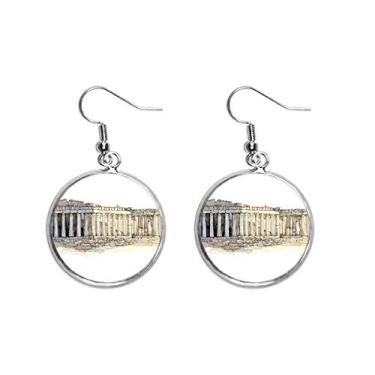 Imagem de Brinco de Prata 925 com Pingente de Orelha da Acrópole de Atenas da Grécia, Joia Feminina