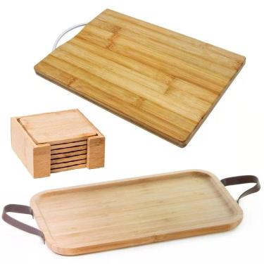 Imagem de Kit Churrasco Ecokitchen - Tábua, Bandeja, Porta Copo - Mimo