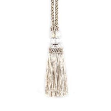 Imagem de 1 peça cortina de borla com contas de cristal falso cortina de gravata decoração porta bola pendurada acessórios de borla, bege, 4 peças