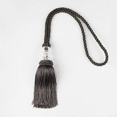 Imagem de 1 peça bola pendurada borla cortina tieback simples grandes borlas pingente decoração para casa única bola cortina corda acessórios para quarto, carvão, 4 peças