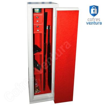 Imagem de Cofre Armário 130x30x30 para 09 peças (03 longas e 06 curtas) Cinza com vermelho