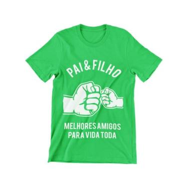 Imagem de Camiseta Frase Dia Dos Pais Papai Pai E Filho Verde Bandeira - Del Fra