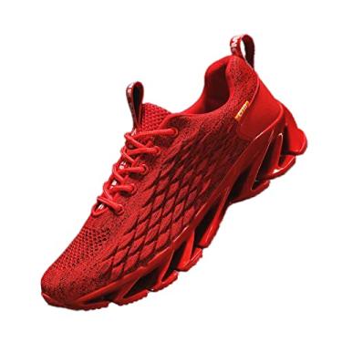 Imagem de Elonglin Tênis de Corrida Masculino Tênis de Treinamento de Malha Respirável Leve Vermelho 46
