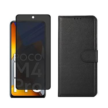 Imagem de Kit Capa Carteira Flip + Pelicula Privacidade Compatível Xiaomi Poco M4 Pro 5G (M4 Pro)