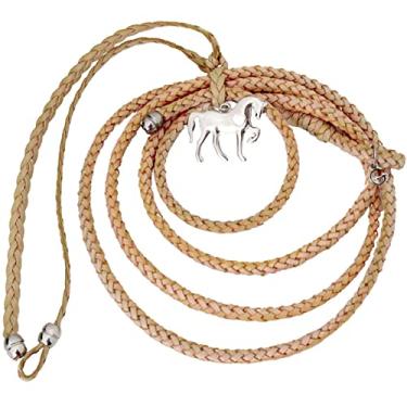 Imagem de Laço Corda Pingente Cavalo Marchando Couro Country Decoração Carro (Bege)