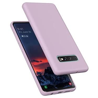 Imagem de E Segoi Capa projetada para Galaxy S10 Plus de 6,4 polegadas, S10+ capa à prova de choque de borracha gel de silicone líquido à prova de choque almofada de forro de pano de microfibra macia compatível