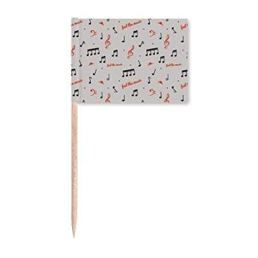Imagem de Notas musicais vermelhas e pretas marcadores de palito, marcadores para decoração de festa