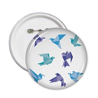 Imagem de Emblema colorido origami abstrato padrão pombo, alfinetes de crachá, botão, decoração, acessório, 5 peças