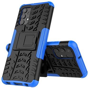 Imagem de Capa protetora de capa de telefone compatível com Samsung Galaxy A32 4G, TPU PC Bumper Hybrid Militar Grade Rugged Case, Capa de telefone à prova de choque com mangas de bolsas de suporte (Cor: Azul escuro)