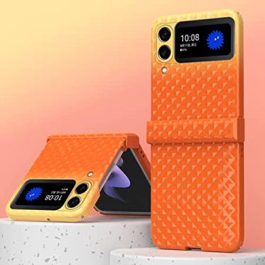 Imagem de Capa dobrada gradiente de skittles de luxo para samsung galaxy z flip 3 4 5g capa de proteção de dobradiça pacote completo capa anti-queda, amarelo laranja, para z flip 3 5g