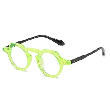 Imagem de Óculos de sol redondos clássicos punk para homens óculos de sol feminino tendências rebites tons óculos feminino esporte uv400, verde claro, transparente, tamanho único