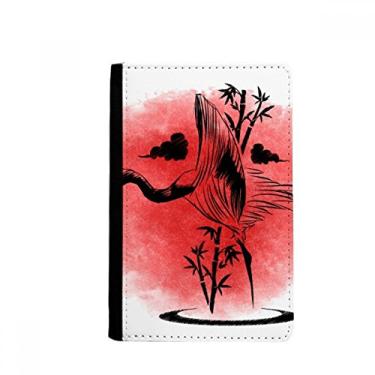 Imagem de Porta-passaporte estilo japonês vermelho guindaste Notecase Burse carteira porta-cartões