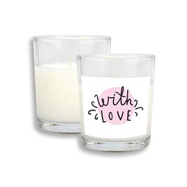 Imagem de Cera de incenso perfumada de vidro com citação rosa com amor