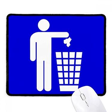 Imagem de Mousepad de borracha para jogos com borda costurada e estampa quadrada azul da Rubbish