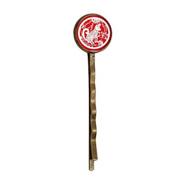 Imagem de Corta em papel para cachorro animal do zodíaco chinês, arte retrô de metal para cabelo Bobby Pin Headwear