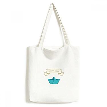 Imagem de Bolsa de lona dobrável de papel para barco, oceano, amor, mar, velejar, bolsa de compras, bolsa casual