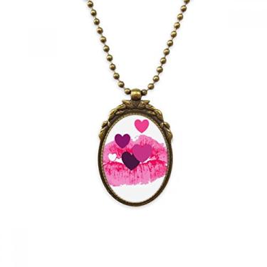 Imagem de DIYthinker Colar vintage com pingente de contas de coração rosa Dia dos Namorados