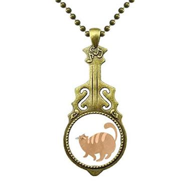 Imagem de DIYthinker Colar Aquarela Animal Gato Gordo Marrom Aquarela Pingente de Violão Antigo