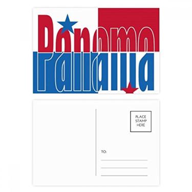Imagem de Conjunto de cartão postal com nome da bandeira do país do Panamá, cartão de felicitações de aniversário