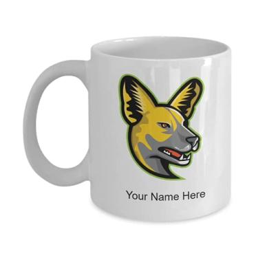 Imagem de Caneca personalizada africano-selvagem, xícara de café africano-selvagem, ideia de presente de cachorro selvagem africano, caneca de café personalizada de 325 ml
