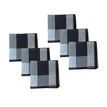 Imagem de Dynwave Lenços de pano masculinos 6 peças 43x43cm Clássico Presentes variados Bolso Lenços quadrados para casamentos avôs mulheres celebração formal, Preto