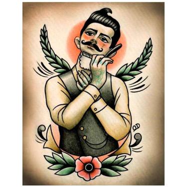Imagem de Placa Decorativa Para Barbearias Quyen Dihn shaving Victorian Man Frontal View