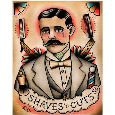 Imagem de Placa Decorativa Para Barbearias Quyen Dihn shaves And Cuts