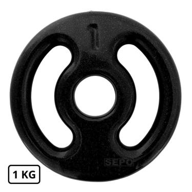 Imagem de Anilha Emborrachada Fitness 1 Kg Preta-Unissex