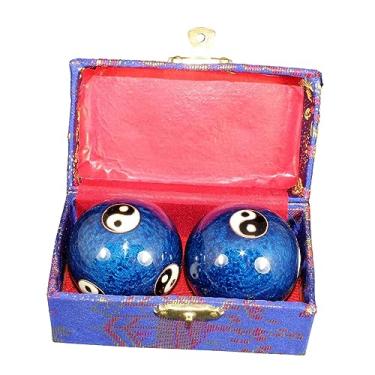 Imagem de Dynwave 2 pçs bolas de massagem para as mãos bolas chinesas com caixa de armazenamento exercitador de fitness durável suave portátil bolas de handebol, Gossip Blue