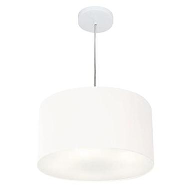 Imagem de Lustre Pendente Cilíndrico Cúpula Tecido 40x25 cm, Vivare Iluminação, Pendente4099 BR, Branco, Médio