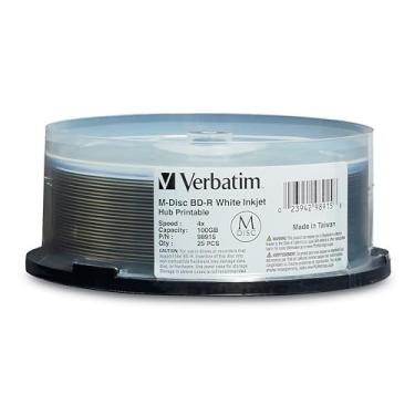 Imagem de Verbatim M DISC BDXL 100GB 4X Hub de jato de tinta branco imprimível - 25 pacotes com e...