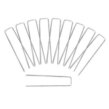 Imagem de 10 peças estacas de jardim tenda estacas em forma de u prático pinos galvanizados paisagem grampos para quintais barreiras pesca, 4 mm de espessura