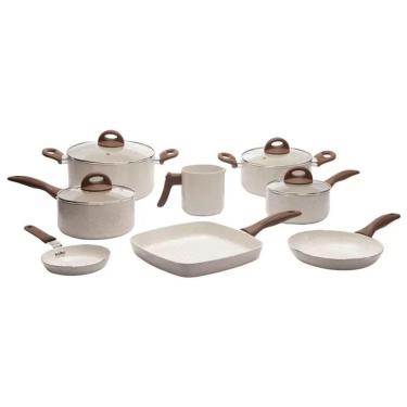 Imagem de Jogo de Panelas Brinox de Alumínio Vanilla - 8 Peças Ceramic Life Smart Plus 4791/105