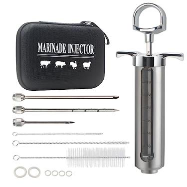 Imagem de Uironly Kit de injeção de churrasco com injetor de carne, injetor de seringa sabor tempero marinada cajun para cozinhar churrasqueira defumador churrasco em frango peru carne com 3 agulhas de seringa,
