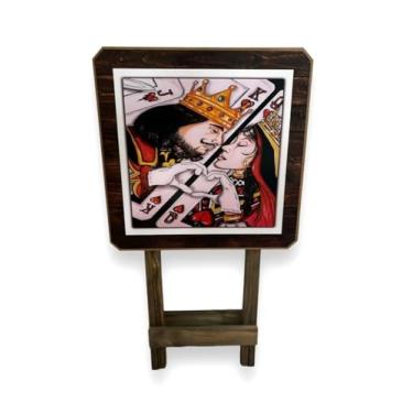 Imagem de Mesa Dobrável Rei E Rainha de Copas Baralho Truco Em Madeira