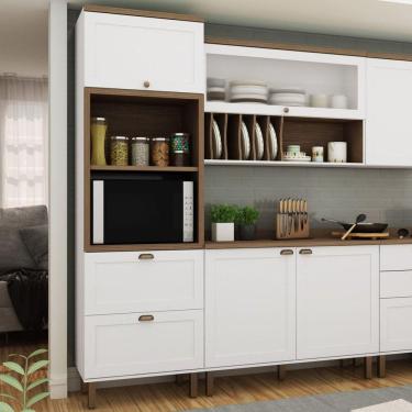 Imagem de Torre para 2 Fornos 2 Portas 1 Gaveta Iluminata Genialflex Branco Fosco/Ébano Fosco