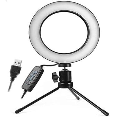 Imagem de Anel De Led Ring Light 20cm Iluminador Flash Portátil Selfie Makeup Luz Mesa Continua USB Com Tripé