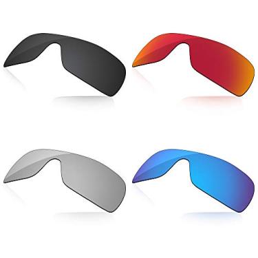 Imagem de LenzReborn Lente polarizada de substituição para óculos de sol Oakley Batwolf OO9101 - preto escuro + cinza prata + vermelho fogo + azul gelo