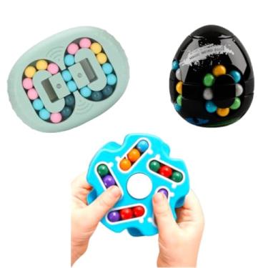 Imagem de Kit 3 Fidget Toys Cores Aleatórias Spinners Com Bolinhas Fid get Brinquedo Anti Stress Sensorial Brinquedos Crianças Autista