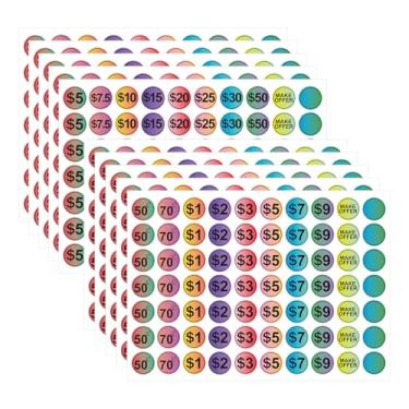 Imagem de CIEOMODA Adesivos de preço de venda de garagem, adesivo colorido pré-impresso em dólar, cor gradiente, adesivos de preços pré-impressos para mercado de pulgas de 2,5 a 50 USD