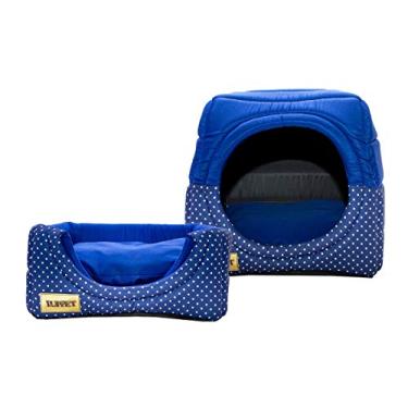 Imagem de Cama Iglu e Toca Para Cachorro Luppet Luxo Azul Poa G