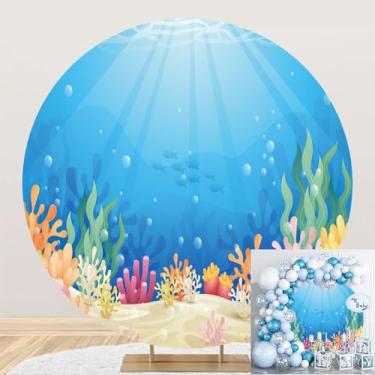 Imagem de TTQYFNM Capa de fundo redonda sob o mar de 2 x 2 m de poliéster colorido de recifes de sol fundo de mundo subaquático tema oceano país das maravilhas círculos cenários para crianças, decorações de