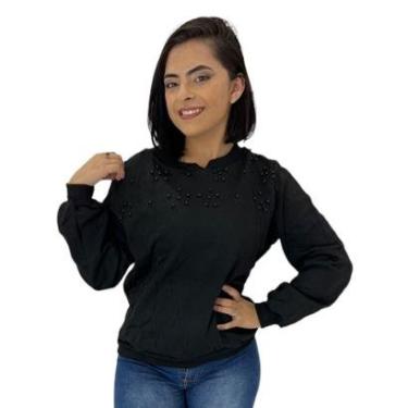 Imagem de Blusa Casaco Manga Longa Moletinho Feminina Sem Capuz Basica-Feminino