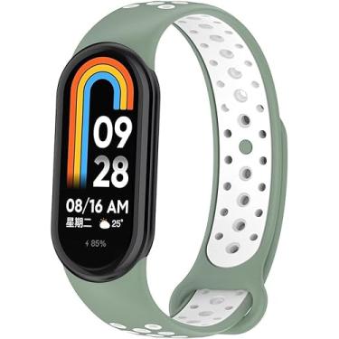 Imagem de Pulseiras NSmart_store com encaixe de metal compatíveis com MI BAND 8 - New version (MI BAND 8, Cinza com Branco NK)