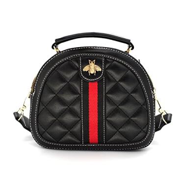 Imagem de Beatfull Bolsa tiracolo feminina designer Bee bolsa de ombro acolchoada de couro pequena alça superior, preta, média, Preto, Medium